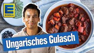 Ungarisches Gulasch mit Paprika  Leckeres Rezept für Gulasch [upl. by Aiem]