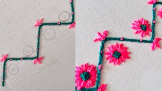 Floral border embroidery pattern design  simple border embroidery design for beginners [upl. by Nitza]