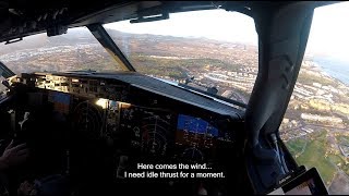 Boeing 737 MAX 8  Windy arrival in Tenerife  cockpit view [upl. by Alrzc]