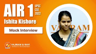 Ishita Kishore AIR 1 Interview  UPSC CSE 2022 IAS  Vajiram amp Ravi [upl. by Hock860]