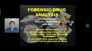 FORENSIC DRUG ANALYSIS  FORENSIC CHEMISTRY AND TOXICOLOGY [upl. by Aissatan]