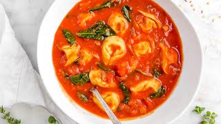 Healthy One Pot Tomato and Spinach Tortellini Soup [upl. by Meerek]