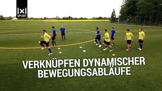 FußballLaufschule Übung zur Verknüpfung verschiedener Laufelemente [upl. by Aninahs855]