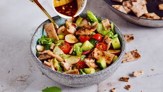 Lebanese Fattoush Salad Easy Vegan Recipe [upl. by Anayad333]