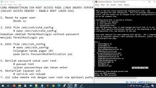 CARA MENGAKTIFKAN SSH ROOT ACCESS PADA LINUX UBUNTU SERVER [upl. by Osbourn]