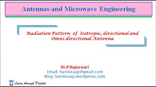 Lecture 8 Radiation Pattern of Isotropic Omnidirectional and Directional Antennas [upl. by Llerrit]