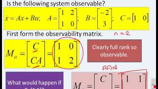 State space analysis 7 – observability continued [upl. by Debor]