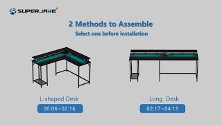 SUPERJARE Reversible Computer Desk Lshaped amp Long Desk Installation Video [upl. by Yemiaj927]