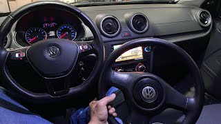 Vw Gol G5 com volante multifuncional instalado no sistema original mssoundosasco [upl. by Gibe]