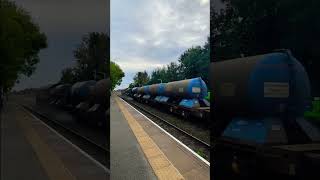 Railhead treatment train passing through Poppleton station Class66 NetworkRail Poppleton Train ￼ [upl. by Adamis]