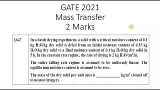 GATE 2021 Chemical engineering mass transfer solution  Mass transfer  Chemical engineering  GATE [upl. by Amr]