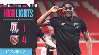 Stoke 14 West Ham  Young Hammers Into FA Cup QuarterFinal  FA Youth Cup Highlights [upl. by Alekal]