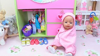 Baby Born Bath with Pink Towel  Evening routine for kids by Play Toys [upl. by Goebel432]