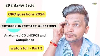 CPC exam 2024 ll October month questions ll Part 3 cpc aapc cpcexam medicalcoding cpt icd [upl. by Ashok]