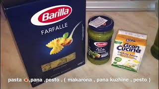 Makarona me pesto dhe pana  Farfalle with pesto  Easy pasta [upl. by Yetnom642]