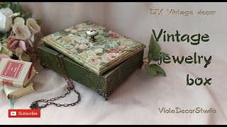 Vintage Jewelry Box  Tutorial Decoupage Home Decor DIY  Vintage style [upl. by Goulette]