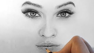 How to draw shade realistic eyes nose and lips with graphite pencils  Step by Step [upl. by Gatias]