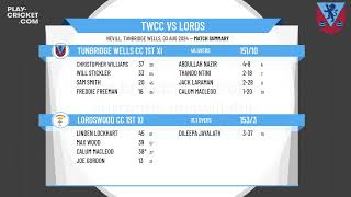 Tunbridge Wells CC 1st XI v Lordswood CC 1st XI [upl. by Wedurn731]