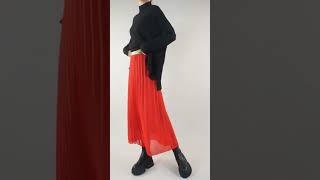 Made in Italy Parker Midi Pleat Skirt Valentine Red [upl. by Eruza489]