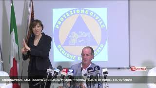 CORONAVIRUS ZAIA «NUOVA ORDINANZA MISURE PROROGATE AL 15 OTTOBRE»  31072020 [upl. by Brittaney562]