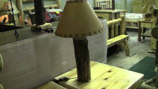 Knobby Cedar Log Table Lamp  Log Cabin Lighting at JHEs Log Furniture Place [upl. by Lsiel]