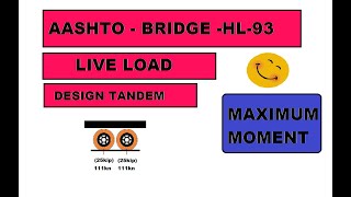 AASHTO  BRIDGE LIVE LOAD  CALCULATE THE MAXIMUM MOMENT FOR THE DESIGN TANDEM  SPAN 15m  50ft [upl. by Accire]