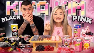 BLACK FOOD VS PINK FOOD ASMR MUKBANG  JELLY NOODLE SNACKS  feat TIM [upl. by Roshelle]