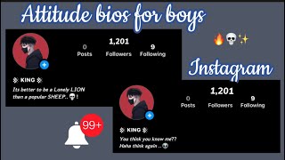 30 Attitude bios for boys Instagram 🔥✨bios for boys🦋 [upl. by Asilej]