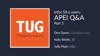 TUG Presents Infor SXe APEI Users QampA Part 2 [upl. by Oidacra]