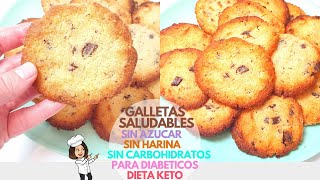 GALLETAS CON CHOCOLATE LIGHT SIN azúcar SIN gluten SIN harina Para DIABÉTICOS Postre KETO [upl. by Lezlie]