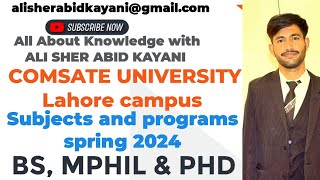 COMSATS UNIVERSITY Lahore Campus spring 2024 admission and important dateslahore comsats hec [upl. by Yahiya]