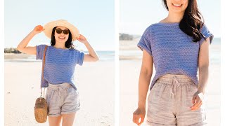 Easy Crochet Top Made Out of 4 Rectangles  BeginnerFriendly Summer Tee  Free Pattern [upl. by Nomzzaj]