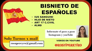 BISNIETOS ESPAÑOLES nacionalidad española de origen  LEY DE MEMORIA DEMOCRÁTICA Optar [upl. by Alleen]