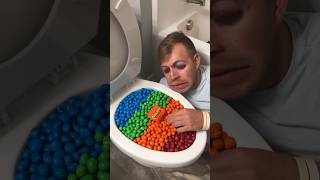 Experiment Eating Colorful MampMs Reeses out of the toiletshorts [upl. by Eisak]