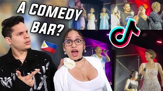 Comedy Bars in the Philippines are DIFFERENT😂🎤 Latinos react to Comedians singing Through the Fire [upl. by Aileduab]