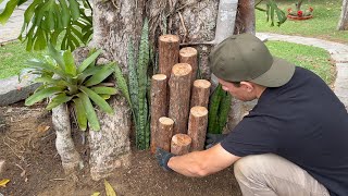 JARDIM EM TRONCO DE ÁRVORE Decore seu Quintal com Lindas Ideias [upl. by Oniliuqnart194]