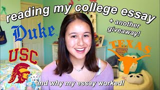 Reading My College Essay That Got Me Accepted Into Duke USC and UT Austin  Why My Essay Worked [upl. by Aroc]