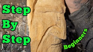 Wood carving for beginners Step by step carving a wood spirit with a dremel [upl. by Anwahsat198]