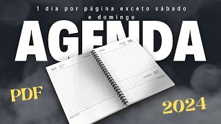 Agenda PDF 2024 para Imprimir  Diária Exceto Sábado e Domingo [upl. by Piks]