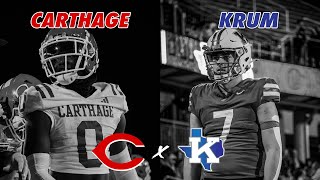 TXHSFB 4A DII AREA ROUND FACEOFF Krum vs 1 Carthage 2024 Texas High School Football Playoffs [upl. by Acirdna]