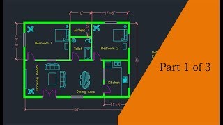 Making a simple floor plan in AutoCAD Part 1 of 3 [upl. by Arykat]