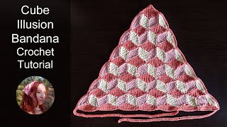 Cube Illusion Bandana Free Crochet Tutorial [upl. by Harald822]