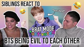 Siblings react to quot8 minutes of BTS being chaotically evil to each otherquot 😂😈🤭💜 [upl. by Oremodlab259]