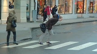 Norway Christmas storm blows people around [upl. by Thagard]