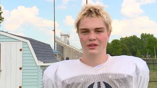 Easton Curtis full interview at Bellmont Braves football practice on 81424 [upl. by Nyleaj]