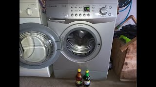 DAEWOO washing machine Ciucaș and NEUMARKT 05 L beer bottles 450 rpm unbalanced test mode spin [upl. by Esylle]