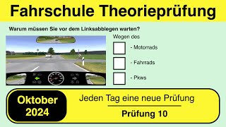 🚘 Führerschein Theorieprüfung Klasse B 🚗 Oktober 2024  Prüfung 10🎓📚 [upl. by Lucio800]