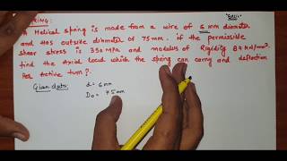 DESIGN OF COMPRESSIBLE HELICAL SPRING  PROBLEM01  TECHNICAL CLASSES  IN HINDI [upl. by Ramin]