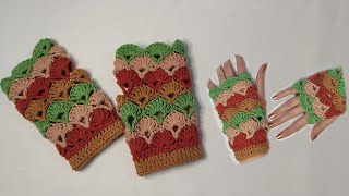 Yelpaze Eldiven Nasıl Yapılır  Çok Kolay Tığ İşi Kışlık Eldiven Yapımı  Easy Crochet Gloves [upl. by Soracco]