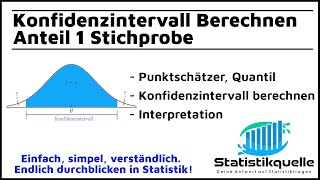 Konfidenzintervall Anteilswert p berechnen  einfach erklärt [upl. by Alemaj]